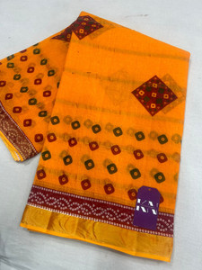 KRISHNA NX Printed Bandhani Pure Cotton Saree