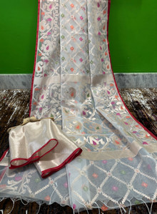 sarees Woven Jamdani Muslin Saree