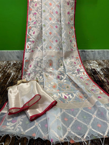 sarees Woven Jamdani Muslin Saree