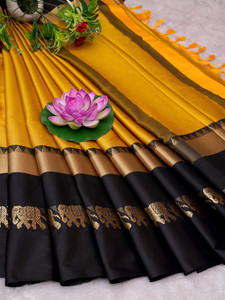 Vrinda Fashion Woven Kanjivaram Cotton Silk, Pure Silk Saree
