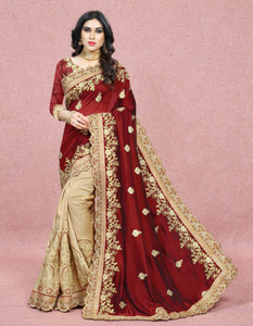 b bella creation Embroidered Bollywood Silk Blend, Art Silk Saree