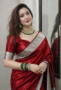 HHCOLLECTION Woven Banarasi Satin Saree