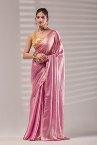 SILK AND SAGE Self Design, Embellished Bollywood Satin Saree