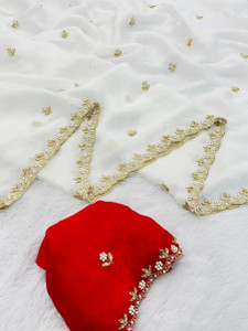 K 5 FASHION Solid/Plain Bollywood Chiffon Saree