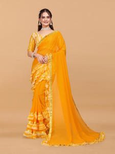 CHIGS Self Design Bollywood Lace Saree