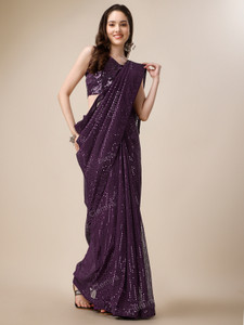 Clemira Embroidered, Embellished Bollywood Georgette Saree