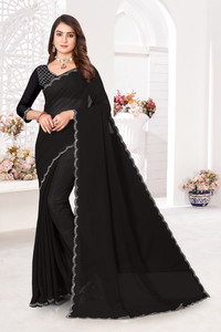 BATHANI CREATION Solid/Plain Bollywood Georgette Saree