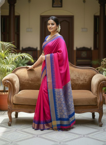 EEFA FASHION Embroidered Narayanpet Satin Saree