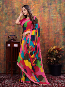 Kanooda Prints Printed Bandhani Georgette Saree