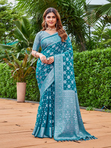 FINE WEAR Woven Banarasi Georgette, Jacquard Saree