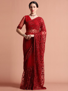 Jaipur Kurti Embroidered Bollywood Net Saree