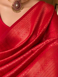 tapovan fashion Embellished, Self Design, Woven Kanjivaram Silk Blend, Jacquard Saree