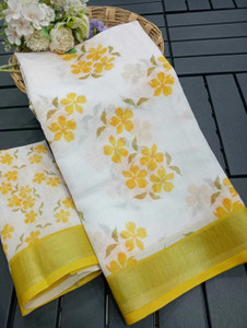 Ridham Geometric Print, Printed, Blocked Printed, Color Block, Digital Print Bollywood Cotton Linen Saree
