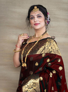 GajGajra Woven Banarasi Cotton Silk, Jacquard Saree