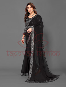 tapovan fashion Solid/Plain Bollywood Chiffon Saree