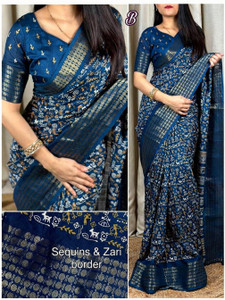 Ridham Printed Kalamkari Silk Blend Saree