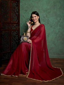 Dhimahi Solid/Plain Bollywood Chiffon Saree