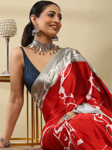 GARDEN VARELI Printed Bollywood Crepe, Satin Saree