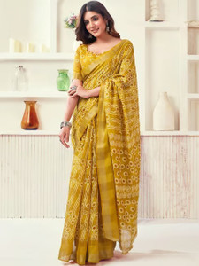 sareya veela Printed Bandhani Cotton Blend Saree