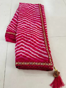 Salco धारीदार रोज़ पहनने वाली जोर्जेट साड़ी