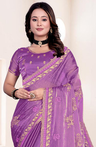 KRISHNA FASHION Embroidered Bollywood Art Silk Saree