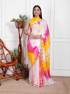 EMMANUEL TRADERS Tie-Dye Bollywood Chiffon Saree