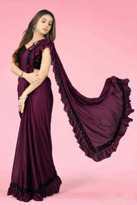 VRAJTEX FAB Embellished Bollywood Lycra Blend Saree