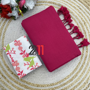 2211 THE FASHION HUB Solid/Plain Handloom Pure Cotton Saree