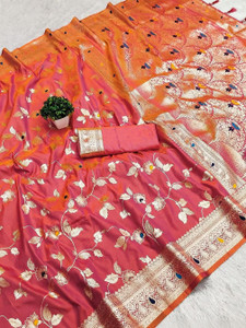 Ratnavali Woven Paithani Silk Blend, Art Silk Saree