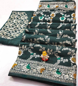 Omsaiarts Embellished, Self Design, Woven Banarasi Jacquard, Pure Silk Saree