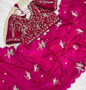 Mortile Designer Studio Embroidered Kanjivaram Silk Blend Saree