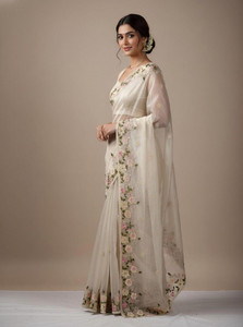 Akhodalkrp Embroidered, Floral Print Bollywood Net Saree