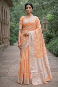 Fabbarries Woven Banarasi Silk Blend, Jacquard Saree