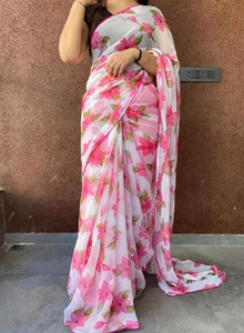 Kachhot Floral Print Bollywood Chiffon Saree