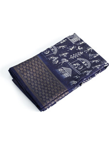 SHELOV Digital Print Daily Wear Cotton Silk Saree (Dark Blue) - Image 1