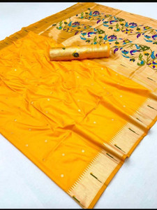 WOMENELEGENCE Woven Paithani Pure Silk Saree