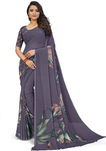 PARVOTSAV फ्लोरल प्रिंट डेली वियर पॉलिएस्टर साड़ी