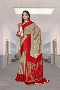 Feminista Printed, Solid/Plain Daily Wear Crepe Saree