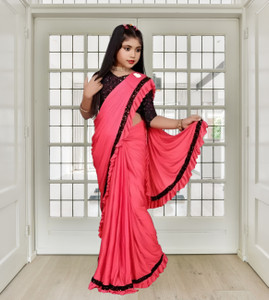 Avsar international Striped Bollywood Lycra Saree