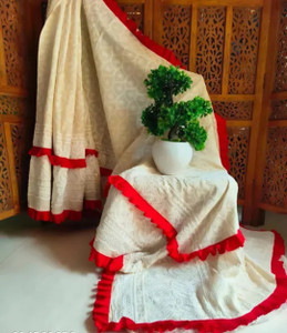 Agomeshori saree mohol सॉलिड/प्लेन डेली वियर कॉटन ब्लेंड साड़ी