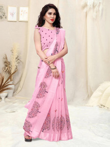 MIRCHI FASHION Printed, Floral Print Bollywood Cotton Blend Saree