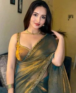 LOROFY Embellished Bollywood Tissue, Silk Blend Saree