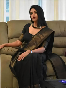 AAYATFABRICS बुना हुआ बनारसी कॉटन सिल्क साड़ी