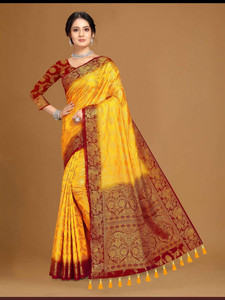 COSBILA FASHION Woven Banarasi Cotton Silk Saree
