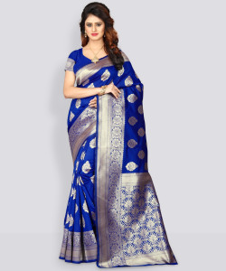 Shoppershopee Woven Kanjivaram Silk Blend Saree