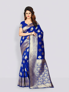 Shoppershopee Woven, Self Design Banarasi Silk Blend Saree