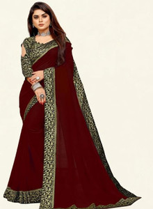 Jevlan Solid/Plain Bollywood Georgette Saree
