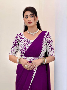 QUEDDY'S Embroidered Bollywood Silk Blend Saree