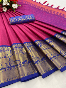 SEASON FAB Woven Banarasi Pure Silk, Cotton Silk Saree