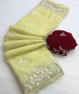 SILKORA Embroidered Bollywood Georgette Saree